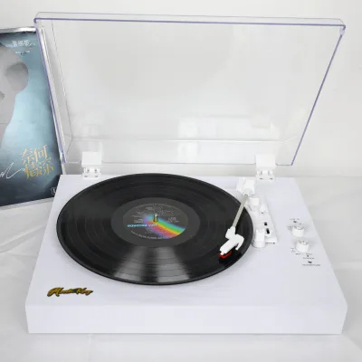 White Vintage Vinyl Record Player Turntable BT 5.3 Receiver for Home Decor Living Room Use Plastic Shell Audio Device