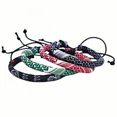 Adjustable Arabic Style Braided Bracelet in Four Colors Multicolor Ethnic Geometric Pattern Fashion Bangles