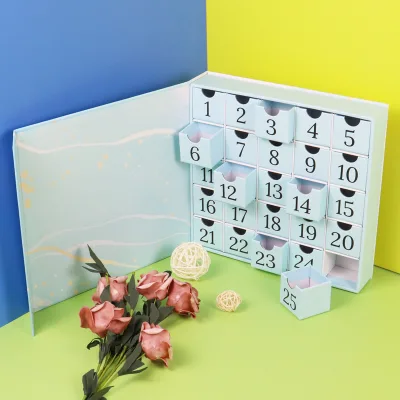 Advent Calendar Luxury Custom Rigid Cardboard Calendar Gift Boxes 12 Days Christmas Countdown Advent Calendar Product Paper Box