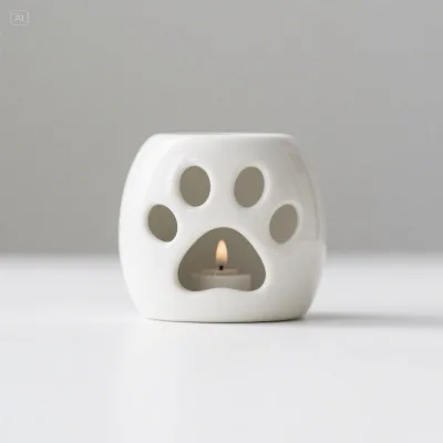 3D Puppy Paw Ceramic Burner - Essential Oil & Incense Dual Use | Cute Calming Gift for Dog Lovers & Home