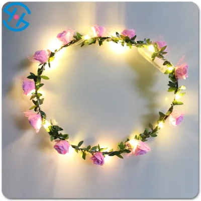 Seaside Holiday Party Led Flower Headband Decorative Wreath for Girls