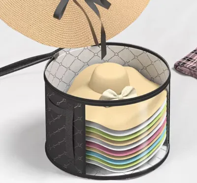 GREENSIDE Round  Hat Storage Box, Storage Bucket, Storage Bag, Portable, Dust-proof Storage