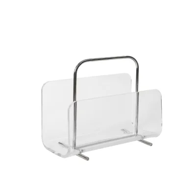 Light Luxury Modern Metal Acrylic Standing Type Non-Folding Multifunction Magazine Newspaper Rack Living Room Sofa Storage