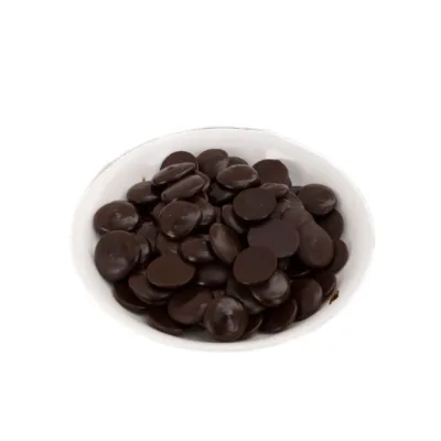 Premium Selling Good Quality Baking Drinking Using Coin Shaped 58% Pure Cocoa Butter Dark Chocolate