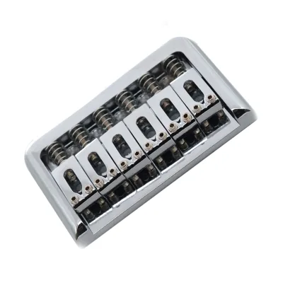 Electric Guitar Fixed Bridge 76.5mm - Zinc Alloy String-Through Tailpiece with Brass Saddles & Mounting Screws