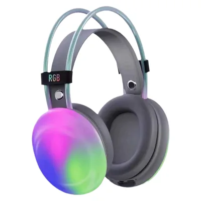 High Quality Custom Wireless Gaming Headphones Oem RGB LED Lighting Blue Tooth Stereo Gamer Headsets with Mic