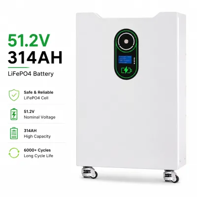51.2V 314Ah LiFePO4 Solar Battery 16kWh Energy Storage System Floor Mounted Home Backup Power Battery