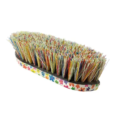 Long pp Brush with Colorful Flowers Base  Retro Style Horse Hair Brush Grooming for Equestrian