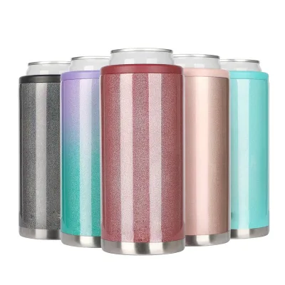 Watersy Top seller 12oz Rainbow Color Stainless Steel Skinny Can Cooler Double Wall Insulator Beer Can Holder-Skinny Tumbler