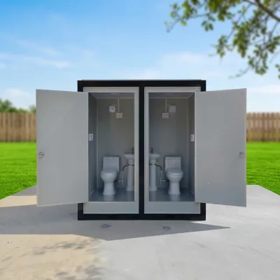 Prefab Double Cabin Container Toilet Portable Outdoor Public Restroom With Flush Toilet for Construction Site Scenic Spot
