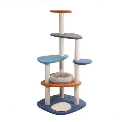 Modern Luxury Geometric Cat Pet Tree Villa Large One-Piece Pillar Climbing Shelf with Carton Packaging for Indoor Play