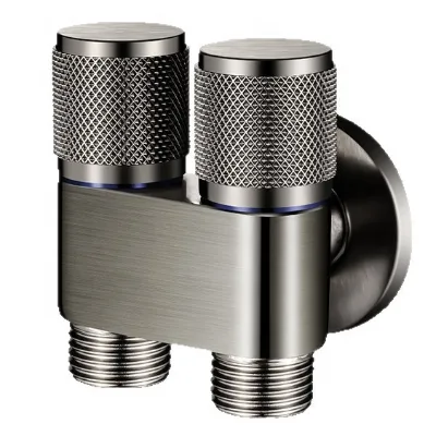 Stainless Steel Dual Control Angle Valve 1 in 2 Out Wall Mounted Washing Machine Bidet Tap