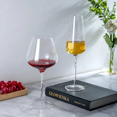 Crystal Wine Glasses Unique Twist Stem Design Elegant Stemware for Parties and Special Occasions