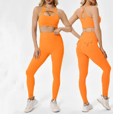2025 Hot Yoga Gym Workout Top Breathable Activewear Eco-Friendly Recycled Custom Crop Top Bra Pants Reversible Yoga Set