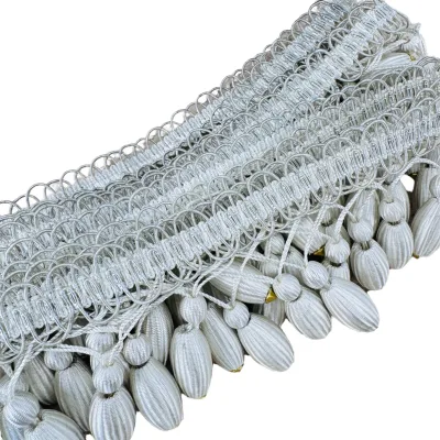 Decorative Stylish Criss-Cross Ball Trim Fringe Baxrama for Home Curtain Tablecloth Decoration