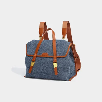 Premium Sense Large Capacity Denim Business Briefcase New Denim Canvas Shoulder Bag