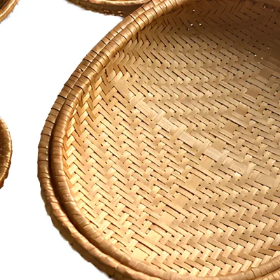 Modern Rectangle Hand-smoked Bamboo Woven Storage Baskets Eco-Friendly Multifunction for Food Storage & Barbecue Snacks