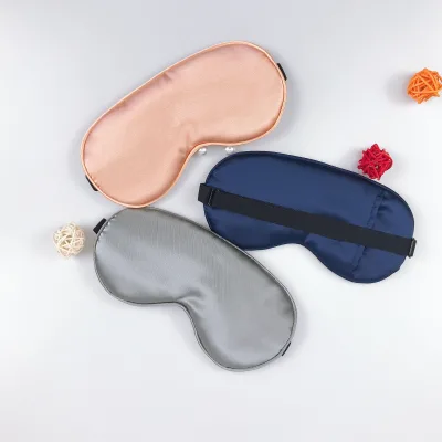 Heenlong Custom Logo Double Sided Silk Satin Eye Mask Sleeping Shading Breathable Mulberry Silk Blind Fold Satin Eye Mask