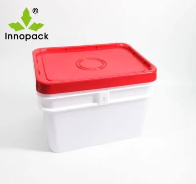 Custom Color Durable 20L Short Square Rectangular Plastic Bucket for Nails Fastener Paint