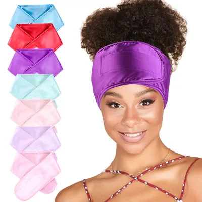 FANCY DAY Velcro Headband SPA Makeup Headband Silk Stain Adjustable Ladies Hair Bands Accessories