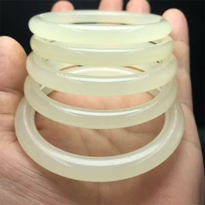 Popular Simple Lucky Bangle Trendy Green Bracelet Bangle Fashion White Jade Bracelet for Women