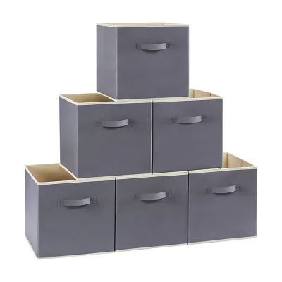 Household 4 Pack Closet Organizer Basket Cube Box Foldable Fabric Storage Bin for Clothes