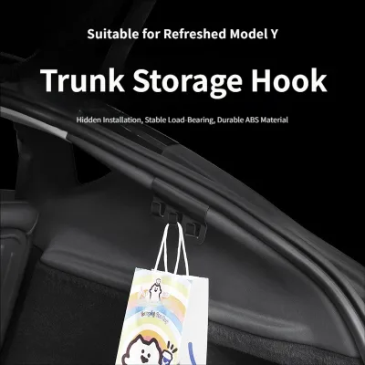 For Refreshed Tesla Model Y Rear Trunk ABS Hanging Bracket Cargo Fixing Hook Stowage Holder