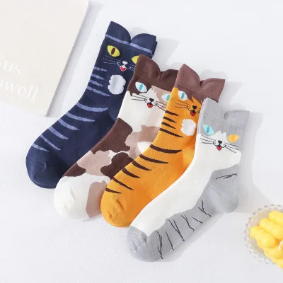 Cartoon High Quality Cotton Lovely Comfortable Cat Pattern Cute Korean Socks Women