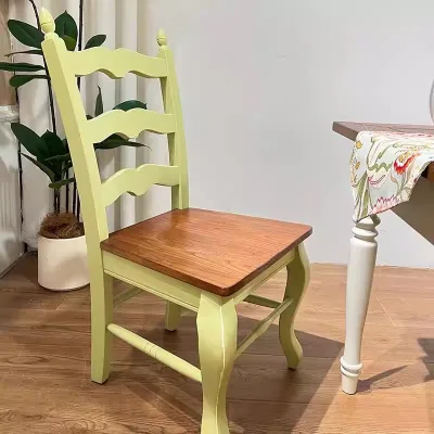American Modern Minimalist Solid Wood Dining Chair European Retro Dopamine-color Backrest Leisure Seat Home Office Hotel