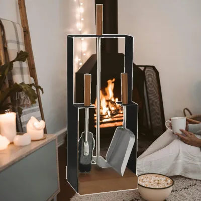 Top Collection Arrival for Home Use New Fire Place Tools Kit Set 5 Piece Fireplace Stainless Steel Tool Set Stand
