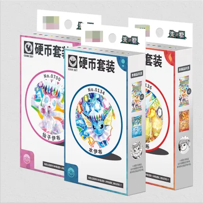 2026 100% Original Authentic Blind Box Pocket Eevee Coin Set 1 Terastal Pack + 1 Foil + 1 Random Coin SC