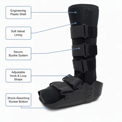 STD Liner Walker Boot Velvet Washable Liner Anti Slip TPR Sole for Foot Sprain Injury Rehab,Custom Logo Available