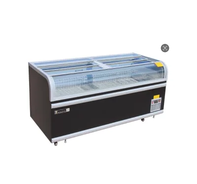 Large Capacity Digital Controlled Chest Freezer Showcase With Sliding Glass Door for Cooling Meat and Ice Cream Storage