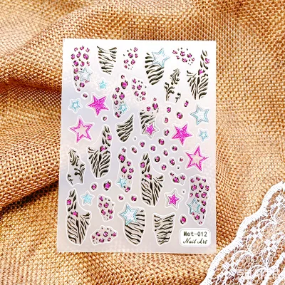3D Relief Nail Art Stickers Leopard Print Glitter Star Manicure Decals Stickers Wholesale