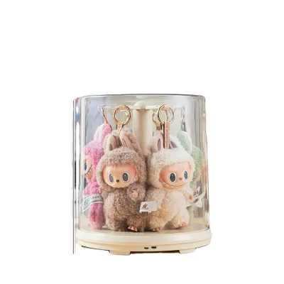 LINDA Labubu Keychain Display Box Transparent Rotation Labubu Plush Toy Doll Figure Blind Box Storage Display Rack
