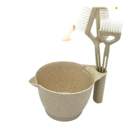Eco-Friendly Soft Bristle Plastic Hair Color Tools Wheat Straw Dye Bowl Brush Set for Color Mixing Zhejiang OEM