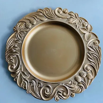 Glitter Gold Charger Antique Reusable Hard Plate Plastic Plates for Wedding