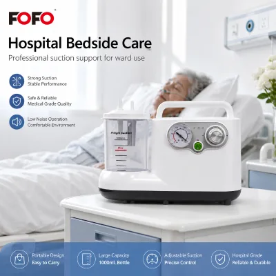 Portable Phlegm Suction Machine 1000ml Electric Battery Operated 0.075MPa High Negative Pressure Class II Surgical Aspirator