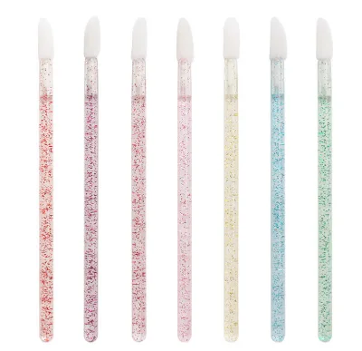 50 Pk Glitter Crystal Handle Lip Wand Lip Mascara Brush Clean Brush for Eyelash Extension Beauty Tool OME logo Packing