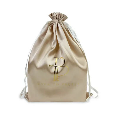 Satin Drawstring Storage Bag Dust-proof Garment Pouch Custom Logo Soft Fabric Travel Organizer Bag