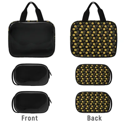 Wholesale Hawaiian Print Puakenikeni 3 Pieces Set Pvc Travel Cosmetic Transparent Toiletry Bag Clear Waterproof Makeup Bag