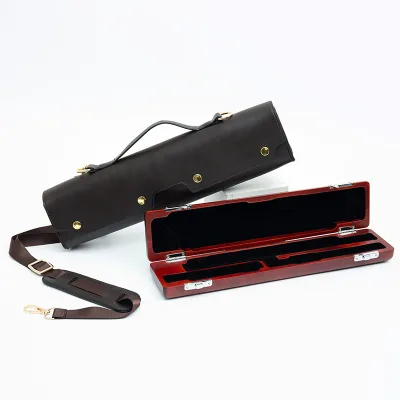 Premium PU & Solid Wood Protective Storage Bag Case for 16/17 Hole Flute Wind Instrument Carry Box