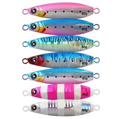 30g Slow Pitch Saltwater Jigging Lure Metal Bass Fishing Jig for Ocean Boat 60g Weight Bottom Fishing Techniques