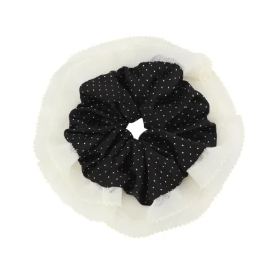 Black and White Polka Dot Scrunchies with Ruffles Are Gentle Versatile Sophisticated and Hair Scrunchies