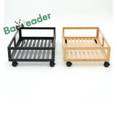 Stackable Bamboo Wood Underbed Storage Bins with Rotating Wheels Versatile Bamboo Acrylic Under Bed Storage Organizer Drawer