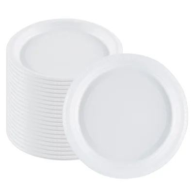 White Round Modern Disposable PP Plastic Plates Dishes for Kitchen