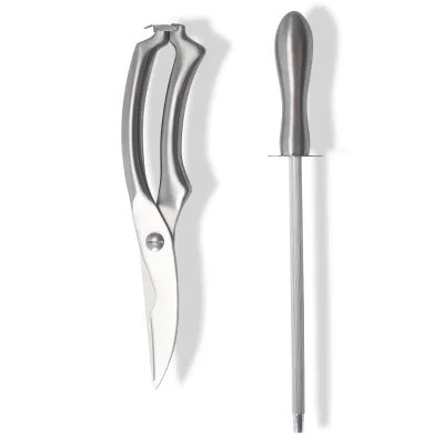 Multifunctional Stainless Steel Kitchen Shears Kitchen Chicken Bone Scissor with Knife Sharpening Rod