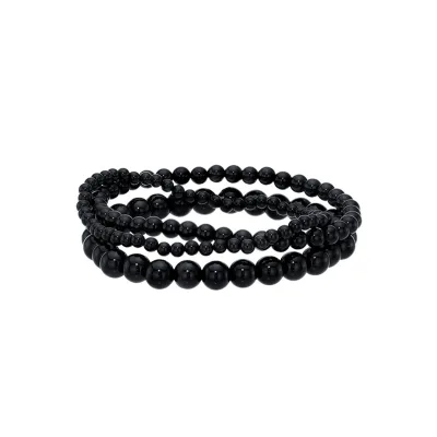 Gemnel Wholesale New Style Natural Stone Black Onyx Bead Bracelet 3mm 4mm 5mm Beads Custom Bracelet Jewelry