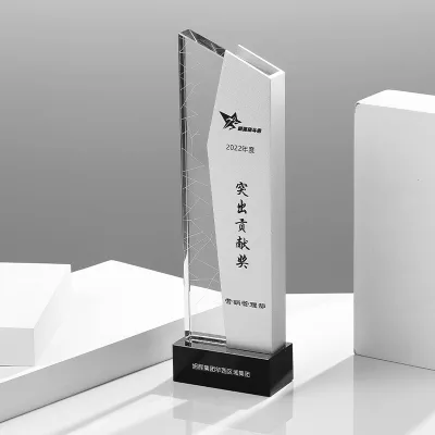 Custom Black and Silver Metal Crystal Trophy Award Polished with UV Printing
