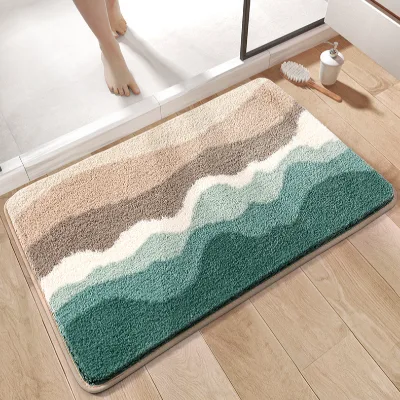 Rebathroom Mat 50M Modern Non-slip Absorbent Washable Quick Dry Flocking Thickbath Ruged Floral Pattern Bathroom Entry Mats Home